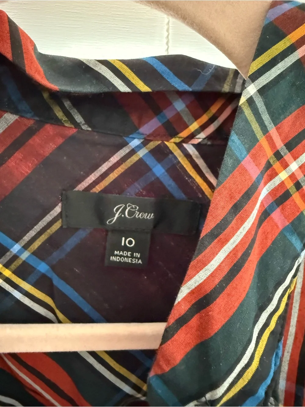 J. Crew Red and Black Plaid Long Sleeve Shirt size 10.  Holiday top